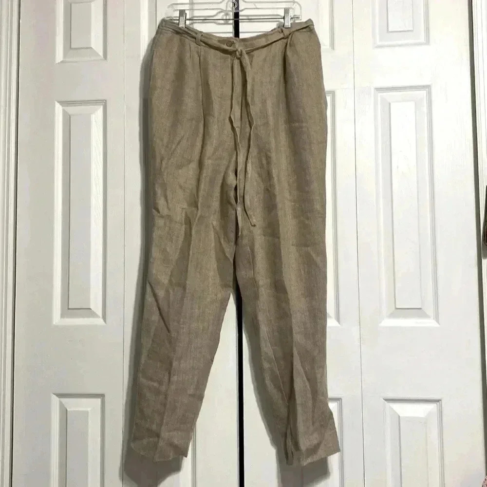Harve Bernard linen lined tan pants trousers